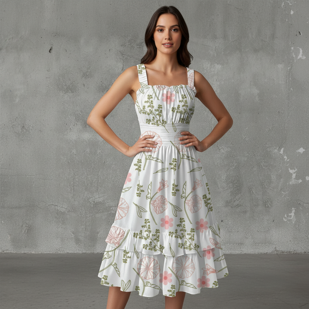 All-Over Print Women‘s Ruffle Hem Dress