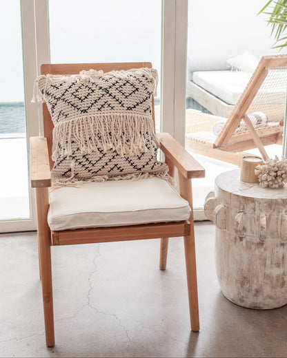 Bohemian Tasseled Macrame Throw Pillow