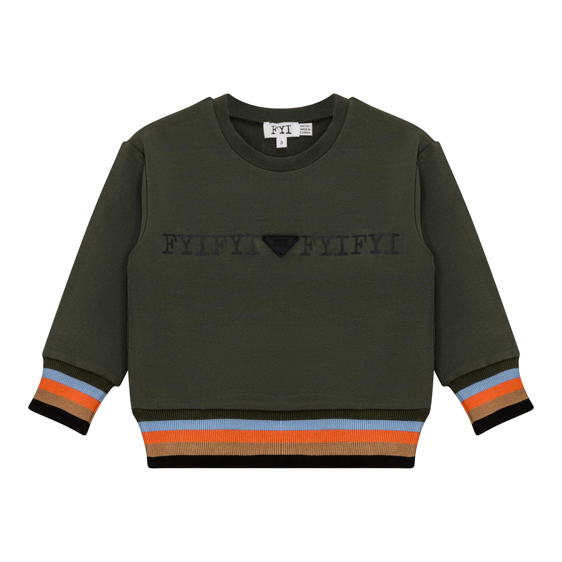 Striped Trim Sweatshirt Olive