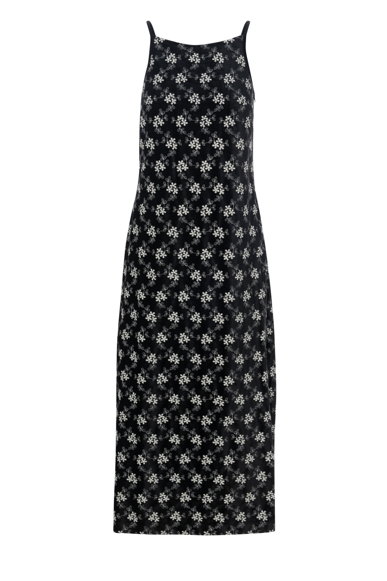Velvet Embroidered Midi Jumper Black Cream