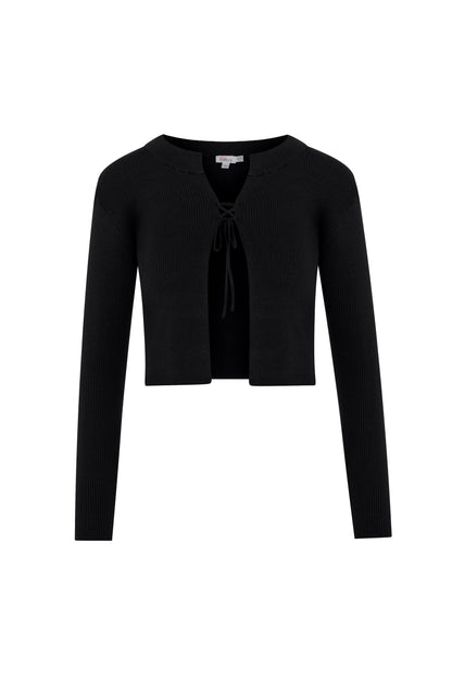 Open Knit Cardigan Black