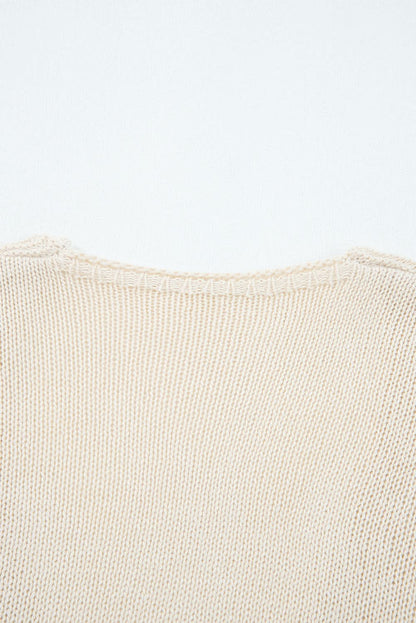 Smoke Gray Hollow Knit Cardigan With Eyelet Cutouts