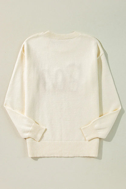 Apricot Halloween Boo Drop Shoulder Knit Sweater