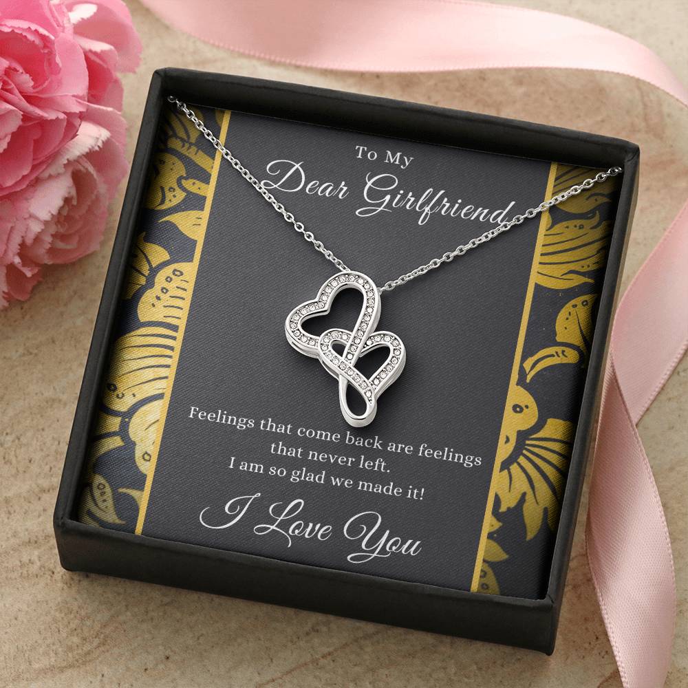 Gift For Girlfriend - Exquisite Pendant Double Hearts Necklace Standard Box