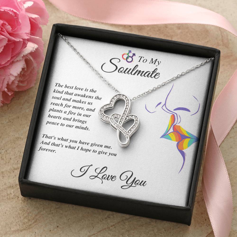 Double Hearts Pendant Gift - To My Soulmate - Love Is Love Double Hearts Necklace Standard Box