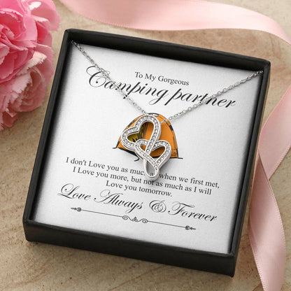 Camping Partner Double Hearts Pendant Double Hearts Necklace Standard Box