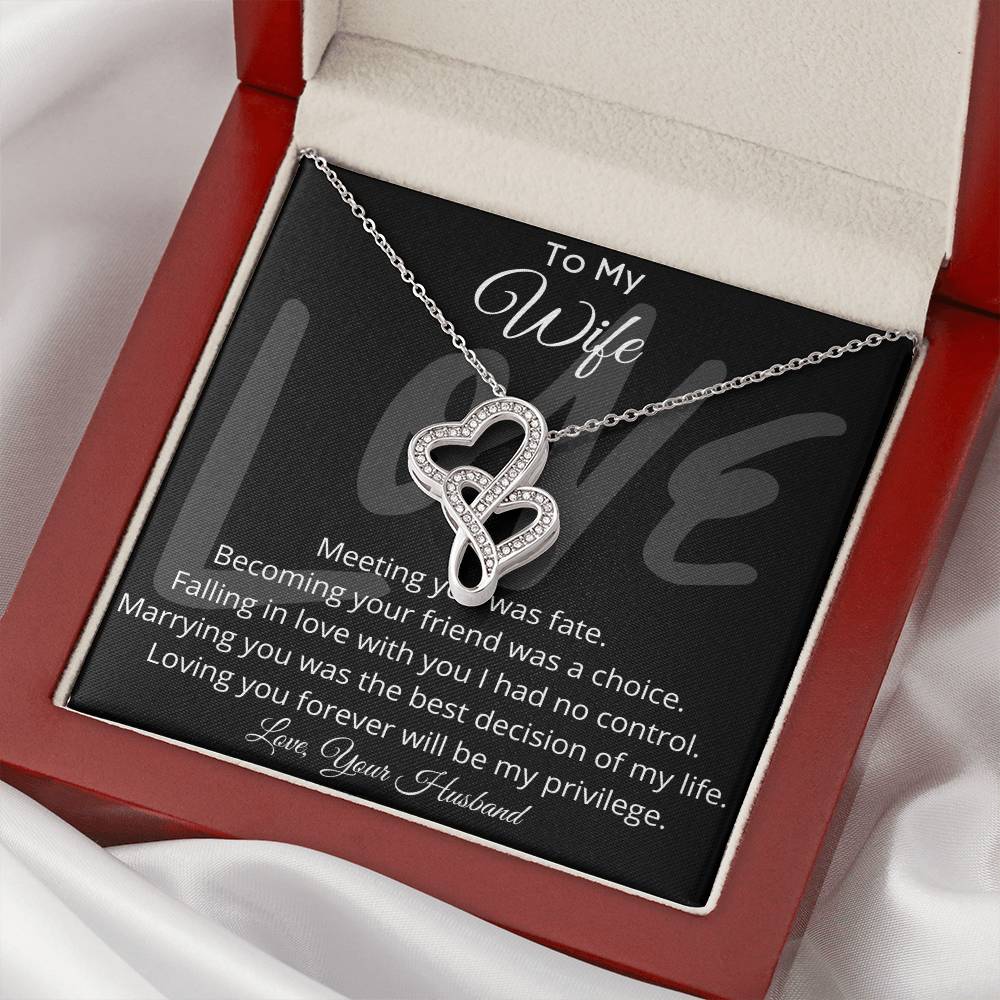 To My Wife Double Hearts Pendant Necklace Double Hearts Necklace Luxury Box