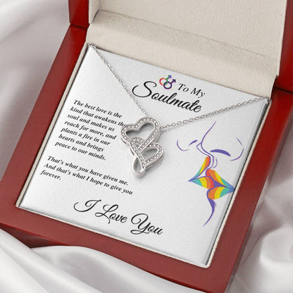 Double Hearts Pendant Gift - To My Soulmate - Love Is Love Double Hearts Necklace Luxury Box