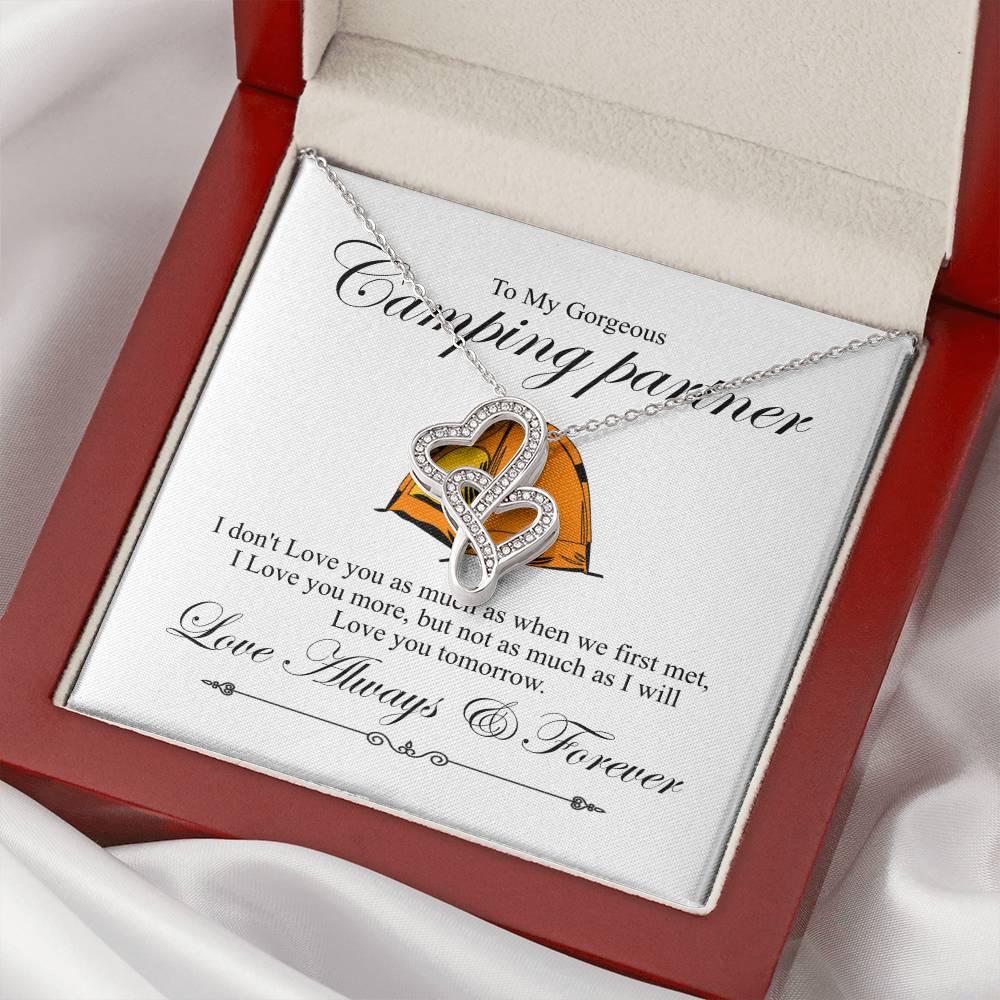 Camping Partner Double Hearts Pendant Double Hearts Necklace Luxury Box