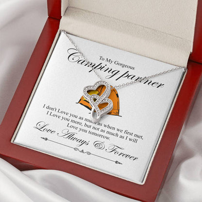 Camping Partner Double Hearts Pendant Double Hearts Necklace Luxury Box