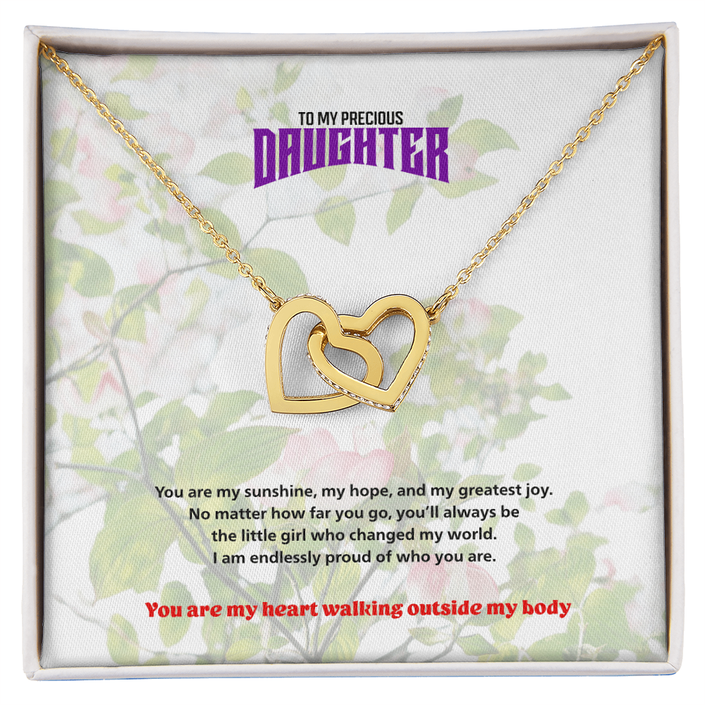 To My Precious Daughter - Interlocking Heart Necklace