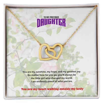 To My Precious Daughter - Interlocking Heart Necklace