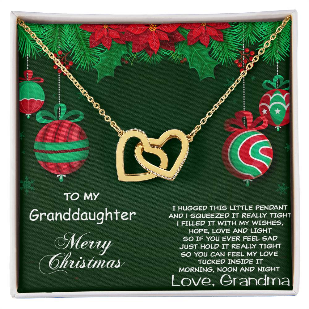 Granddaughter Heart Pendant Necklace Christmas Gift Interlocking Hearts Necklace 18K Yellow Gold Finish Standard Box
