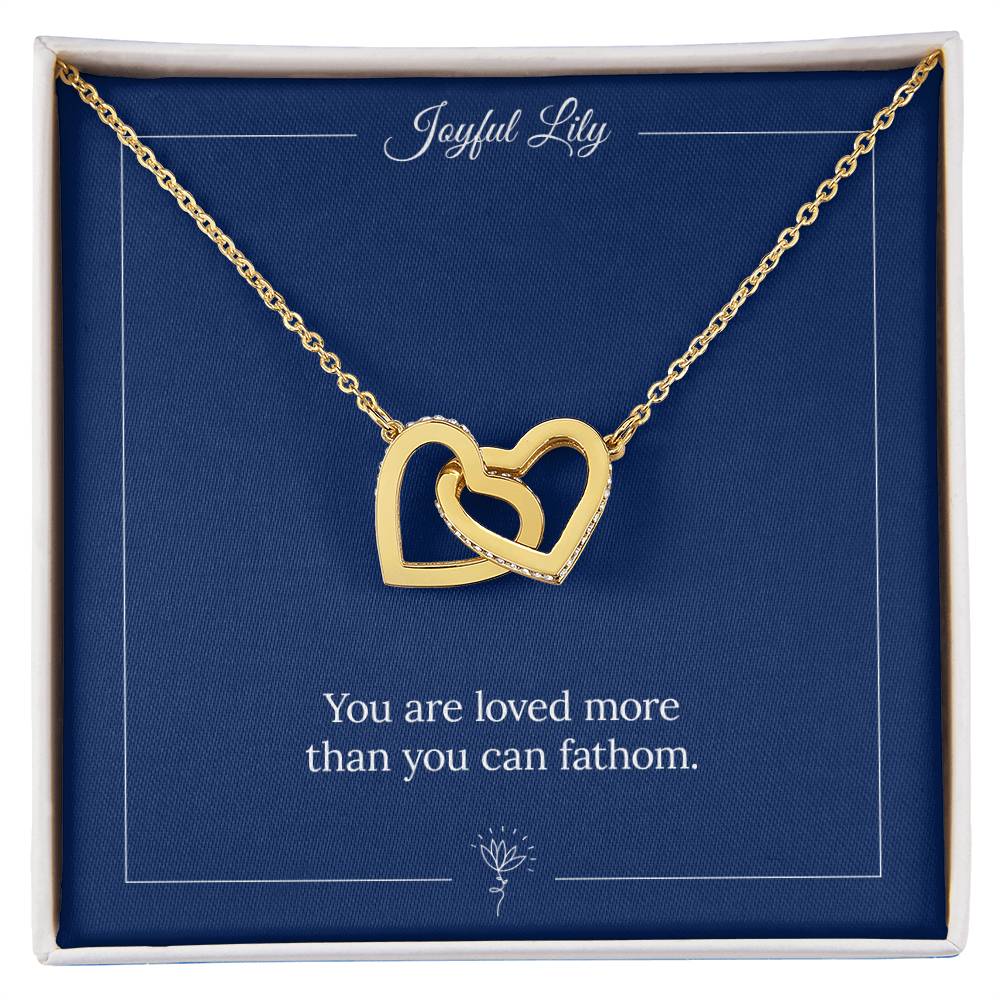 Joyful Lily - Interlinked Hearts Pendant Necklace Interlocking Hearts Necklace 18K Yellow Gold Finish Standard Box