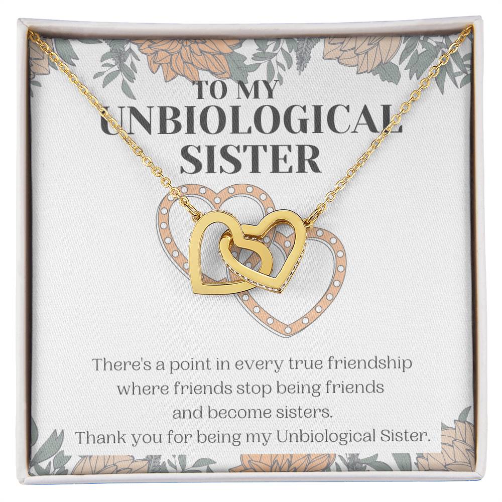 Unbiological Sister Gift Best Friend Necklace Soul Sister Bridesmaid Gift 18Kt Gold Sterling Silver Heart Pendant Jewelry Free Gift Box Interlocking Hearts Necklace 18K Yellow Gold Finish Standard Box