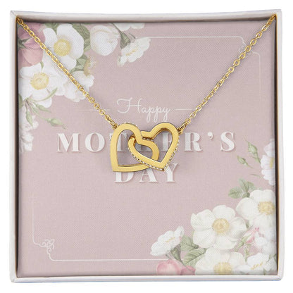 Mother Necklace Gift For Mom 14K White Gold Finish Pendant Mother'S Day Gift Interlocking Hearts Necklace 18K Yellow Gold Finish Standard Box