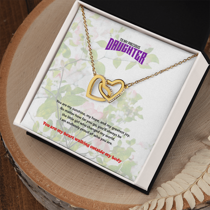 To My Precious Daughter - Interlocking Heart Necklace