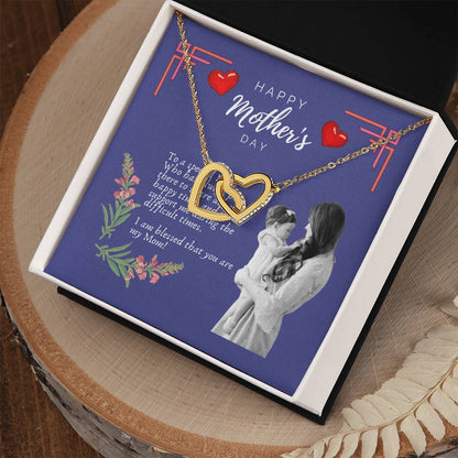 Mother'S Day Interlocking Hearts Pendant Necklace With Royal Blue Message Card Interlocking Hearts Necklace
