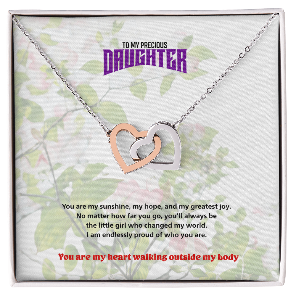 To My Precious Daughter - Interlocking Heart Necklace