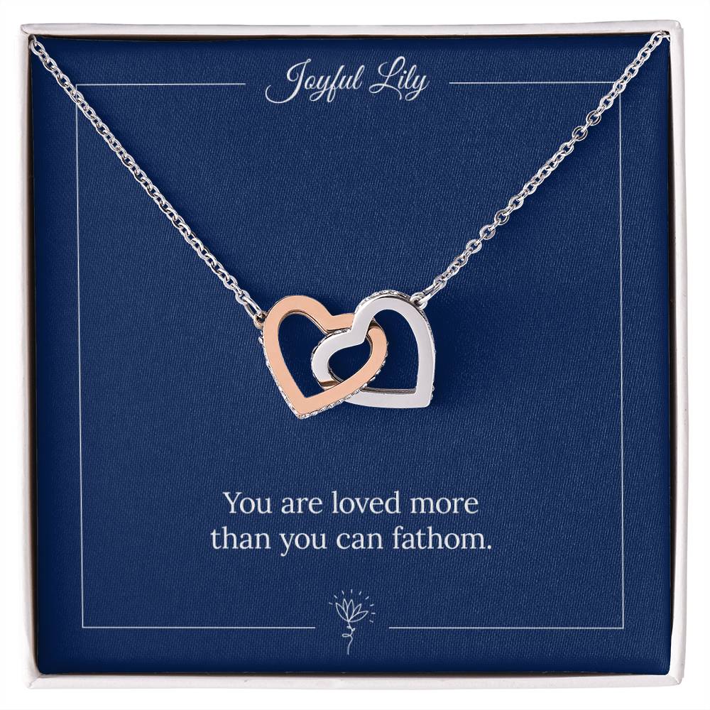 Joyful Lily - Interlinked Hearts Pendant Necklace Interlocking Hearts Necklace 14k White Gold Finish Standard Box
