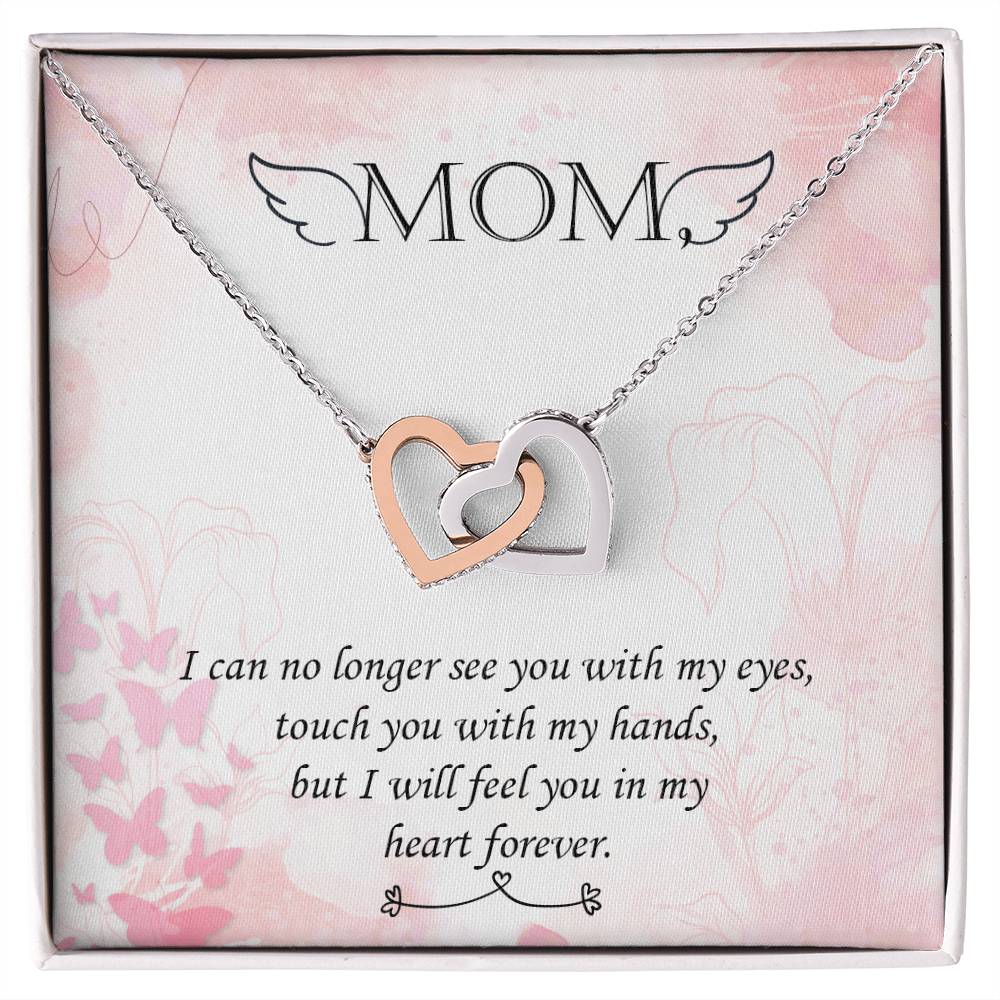 Double Heart Pendant Necklace Remembrance Mom Interlocking Hearts Necklace 14k White Gold Finish Standard Box