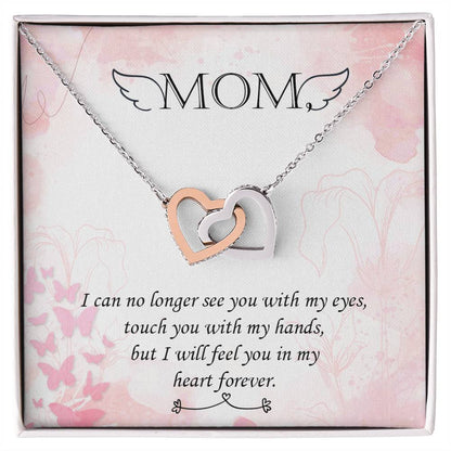 Double Heart Pendant Necklace Remembrance Mom Interlocking Hearts Necklace 14k White Gold Finish Standard Box