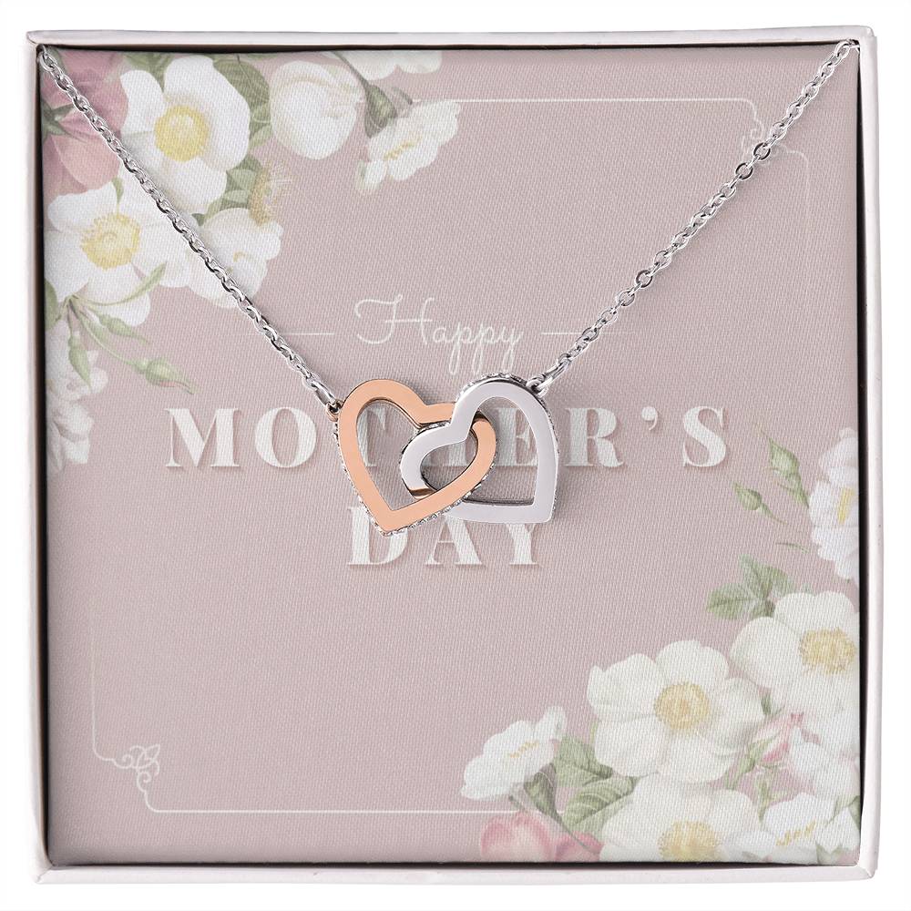 Mother Necklace Gift For Mom 14K White Gold Finish Pendant Mother'S Day Gift Interlocking Hearts Necklace 14k White Gold Finish Standard Box