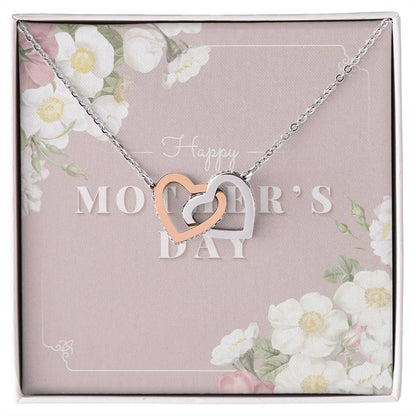 Mother Necklace Gift For Mom 14K White Gold Finish Pendant Mother'S Day Gift Interlocking Hearts Necklace 14k White Gold Finish Standard Box