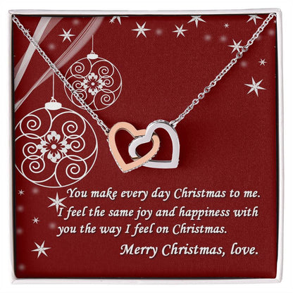 Merry Christmas Gift Interlocked Cubic Zirconia Stones Pendant For Love Interlocking Hearts Necklace 14k White Gold Finish Standard Box