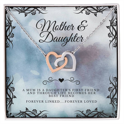 Mother & Daughter - Gift To Daughter - Interlocked Hearts Pendant Interlocking Hearts Necklace 14k White Gold Finish Standard Box