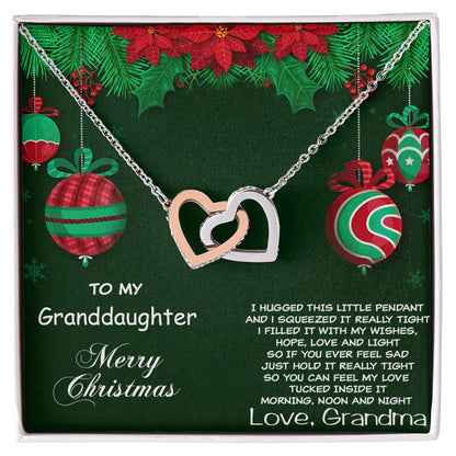 Granddaughter Heart Pendant Necklace Christmas Gift Interlocking Hearts Necklace 14k White Gold Finish Standard Box