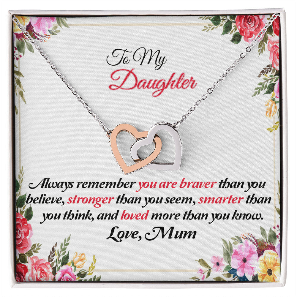 To My Daughter Joined Hearts Pendant Necklace From Mum Interlocking Hearts Necklace 14k White Gold Finish Standard Box