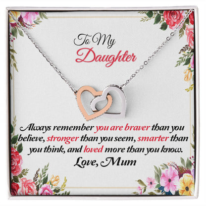 To My Daughter Joined Hearts Pendant Necklace From Mum Interlocking Hearts Necklace 14k White Gold Finish Standard Box