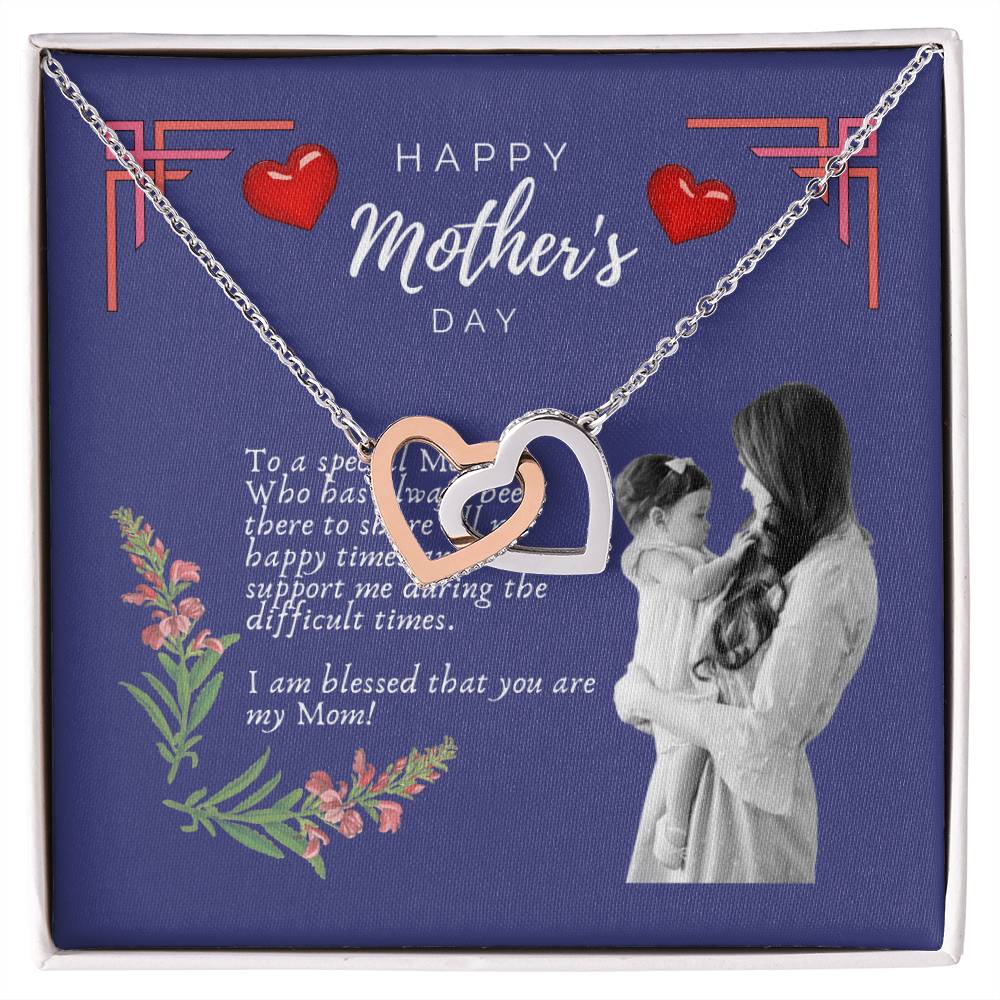 Mother'S Day Interlocking Hearts Pendant Necklace With Royal Blue Message Card Interlocking Hearts Necklace 14k White Gold Finish Standard Box