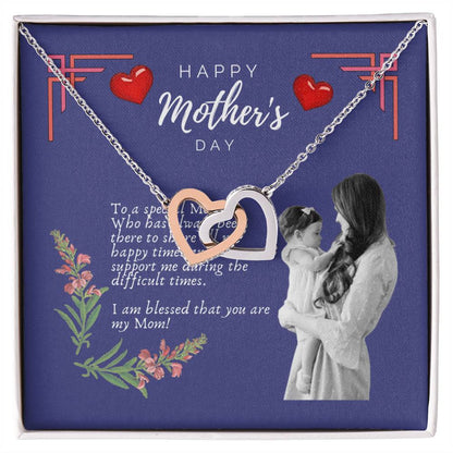Mother'S Day Interlocking Hearts Pendant Necklace With Royal Blue Message Card Interlocking Hearts Necklace 14k White Gold Finish Standard Box
