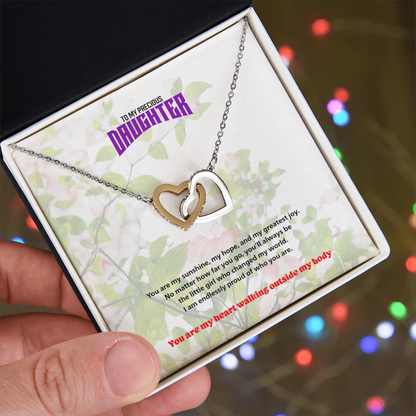 To My Precious Daughter - Interlocking Heart Necklace