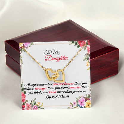 To My Daughter Joined Hearts Pendant Necklace From Mum Interlocking Hearts Necklace 18K Yellow Gold Finish Luxury Box