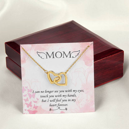 Double Heart Pendant Necklace Remembrance Mom Interlocking Hearts Necklace 18K Yellow Gold Finish Luxury Box