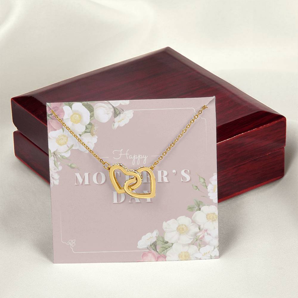 Mother Necklace Gift For Mom 14K White Gold Finish Pendant Mother'S Day Gift Interlocking Hearts Necklace 18K Yellow Gold Finish Luxury Box