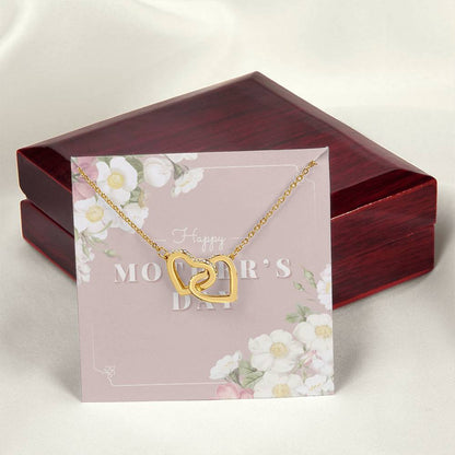 Mother Necklace Gift For Mom 14K White Gold Finish Pendant Mother'S Day Gift Interlocking Hearts Necklace 18K Yellow Gold Finish Luxury Box