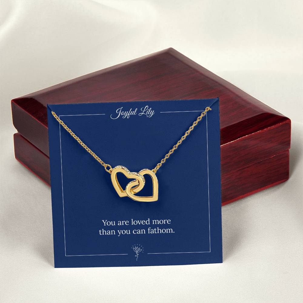 Joyful Lily - Interlinked Hearts Pendant Necklace Interlocking Hearts Necklace 18K Yellow Gold Finish Luxury Box