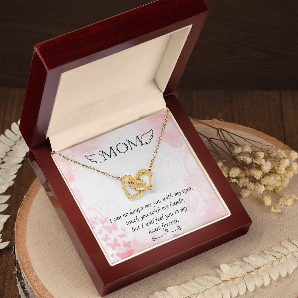 Double Heart Pendant Necklace Remembrance Mom Interlocking Hearts Necklace
