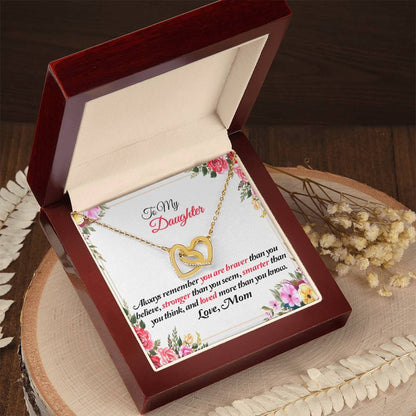 To My Daughter Joined Hearts Pendant Necklace Interlocking Hearts Necklace