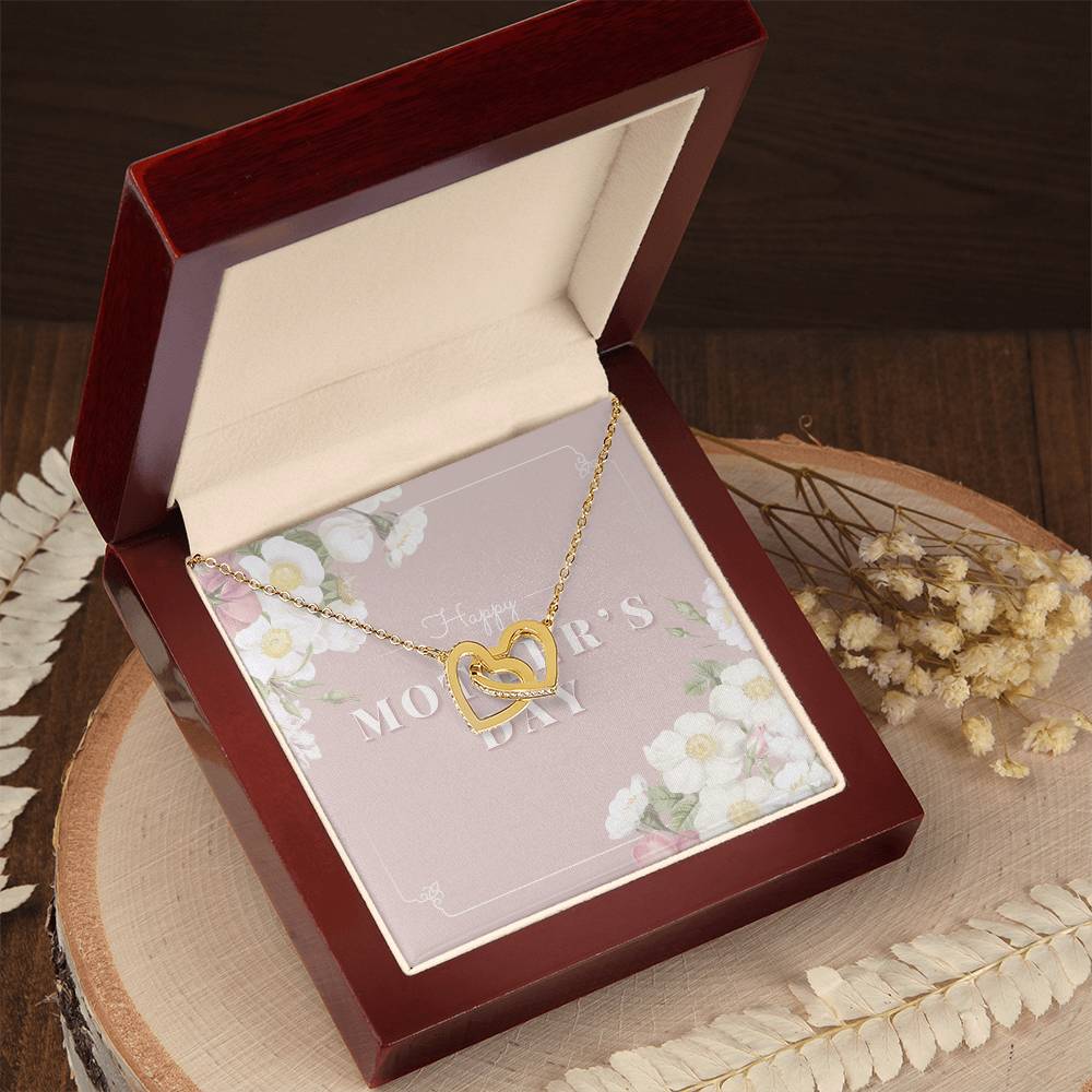 Mother Necklace Gift For Mom 14K White Gold Finish Pendant Mother'S Day Gift Interlocking Hearts Necklace