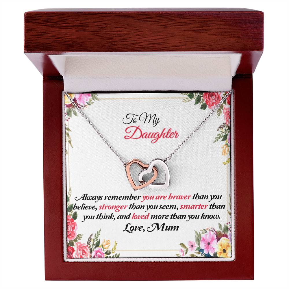 To My Daughter Joined Hearts Pendant Necklace From Mum Interlocking Hearts Necklace