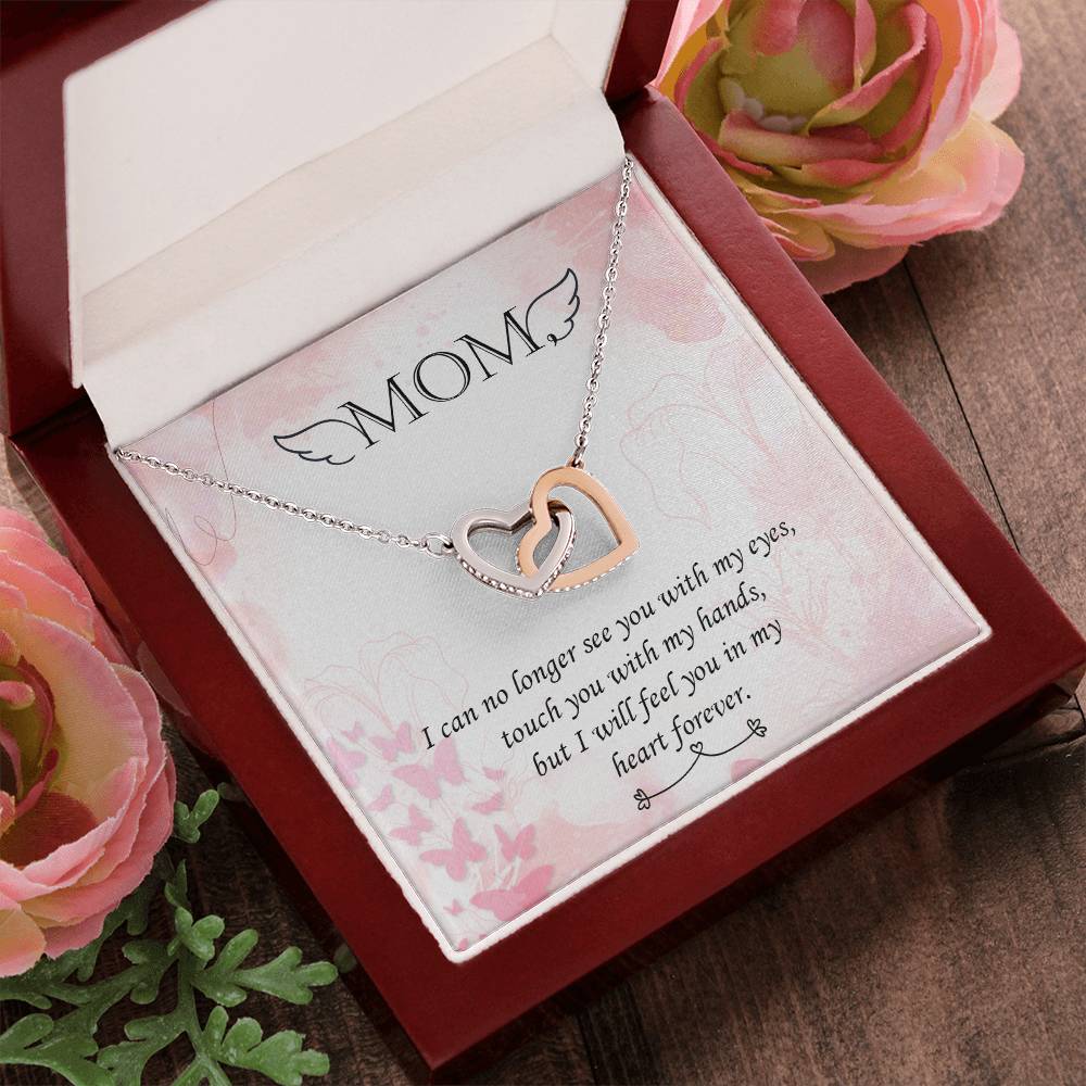 Double Heart Pendant Necklace Remembrance Mom Interlocking Hearts Necklace 14k White Gold Finish Luxury Box