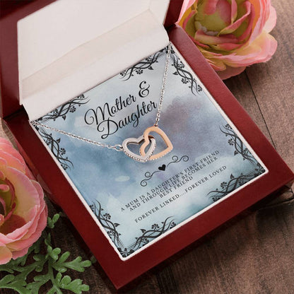 Mother & Daughter - Gift To Daughter - Interlocked Hearts Pendant Interlocking Hearts Necklace 14k White Gold Finish Luxury Box