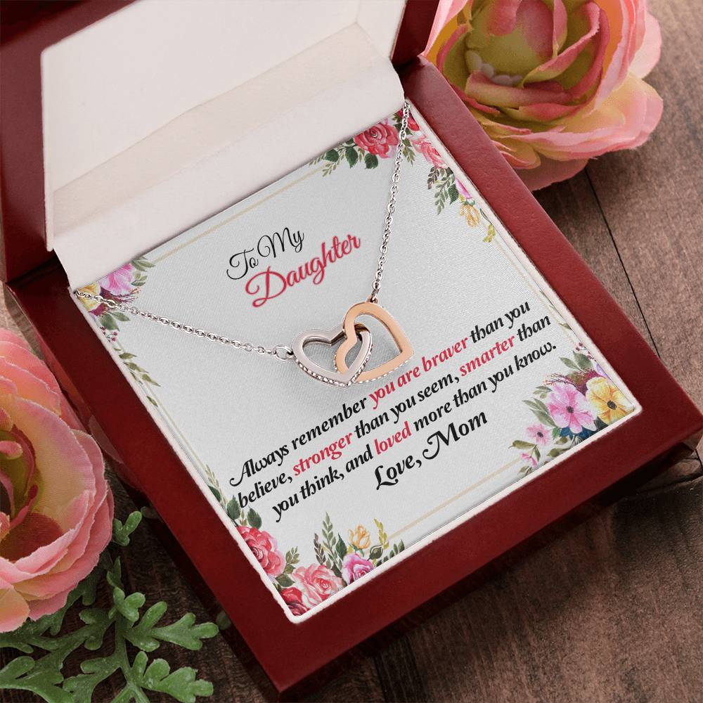 To My Daughter Joined Hearts Pendant Necklace Interlocking Hearts Necklace 14k White Gold Finish Luxury Box