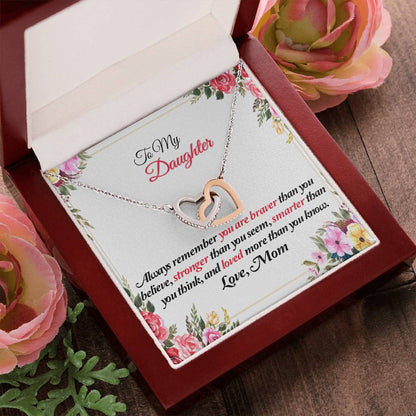 To My Daughter Joined Hearts Pendant Necklace Interlocking Hearts Necklace 14k White Gold Finish Luxury Box