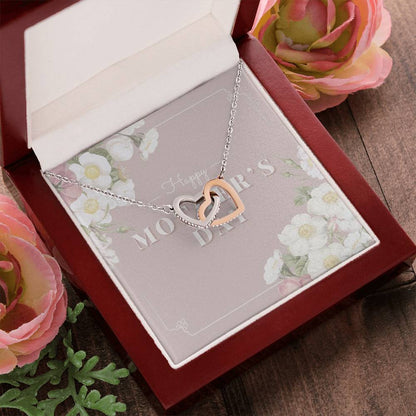 Mother Necklace Gift For Mom 14K White Gold Finish Pendant Mother'S Day Gift Interlocking Hearts Necklace 14k White Gold Finish Luxury Box